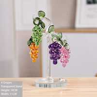 Décoration d'intérieur en cristal violet en forme de vigne, grappe de raisins en cristal, bonsaï pour étagère de cheminée