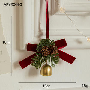 Adornos Colgantes para Decoración de Árboles de Navidad, Pequeñas Campanas, Lazos de Terciopelo, Adornos de Piña para Árboles de Navidad - Product Image 6