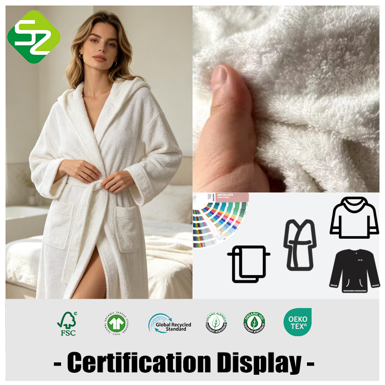 Soft 90% Bamboo 10% Poly 350gsm/400gsm Terry Towelling Fabric Tricot Anti-Bacteria OEKO-TEX Certified White for Baby Girls Boys