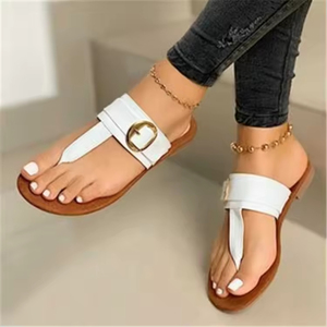 Sandalias Planas de Talla Grande con Hebilla Metálica Decorativa, Estilo Moderno para Mujer - Product Image 6
