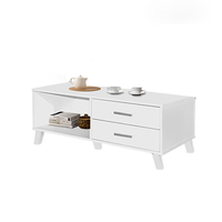 Table basse rectangulaire moderne en panneaux de particules MDF de qualité supérieure, 2 tiroirs de rangement, design contemporain, meubles de salon