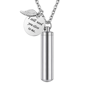 Collana catena lusso più venduta, medaglione cilindro disco ala d’angelo ricordo animale, collana nome personalizzato - Product Image 3