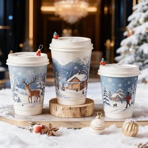 12oz 16oz Double Wall <strong>Paper</strong> <strong>Cup</strong> Disposable <strong>Paper</strong> Coffee <strong>Cup</strong> With Lids Winter Hot Beverage Drink <strong>Paper</strong> <strong>Cups</strong> for <strong>Christmas</strong> Party - Product Image 2