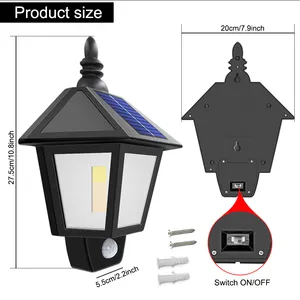 Lámpara Solar 2 en 1, Aplique Decorativo con Llama Parpadeante, Luces Solares Impermeables del Anochecer al Amanecer para Jardín, Patio, Garaje - Product Image 2