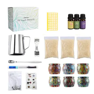 Candle Making Kit Supplies for Beginners DIY Art and Craft Gift Kit Contains Fragrance Oil Beeswax Melting Pot Candle Jars