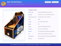 Machine d'arcade de basket-ball LED 100x250x265 cm, jeu de tir commercial