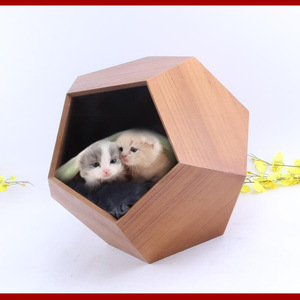 Casa geométrica de forma irregular de cueva para mascotas de madera de patrón sólido de alta calidad para gatos - Product Image 3