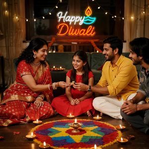 Diwali LED neon light India Easter Halloween acrylic board bedroom party atmosphere light street indicator light luminous <b>sign</b> - Product Image 5