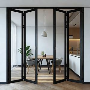 Porte pliante en aluminium pour intérieur Boton |   Filet en acier inoxydable en option |   Équipé d'un design moderne en verre simple - Product Image 4