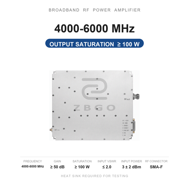 Wholesale Custom OEM High Power 100W RF Power Amplifier Module 4000-6000MHz S Band 50dBm 50dB Gain 28V DC