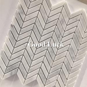 GGL <span class=keywords><strong>Stone</strong></span> Classic Carrara White Herringbone Tiles Modern Design 10mm Espessura para Quarto Cozinha Banheiro Decoração Do Hotel - Product Image 6