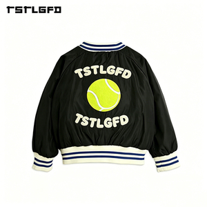 Chaqueta de Béisbol Reversible Personalizada con Bordado de Pelota de Tenis, Estilo Urbano a Rayas, Chaqueta Bomber de Doble Cara, Venta al Por Mayor - Product Image 2