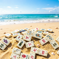 Jeu de tuiles de mahjong en acrylique écaille de tortue, durable, écologique, personnalisé, cadeau de voyage, jeu de divertissement, motifs paon et fleurs, 4