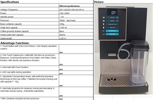 Machine à café entièrement automatique à écran tactile pour la maison, machine à café latte, cappuccino, expresso - Product Image 3