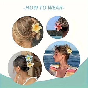 Dolce Plumeria fiore fermacapelli Set elegante Versatile per feste in spiaggia all'aperto grandi mollette per tutti i tipi di capelli - Product Image 2
