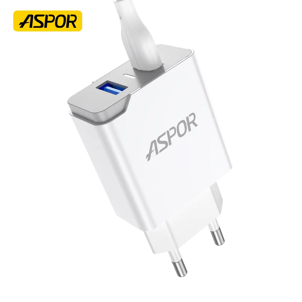 Aspor A823 20W USB-C Lader Adapter 18W Snellader Draagbare 5V 1a 2a Enkele Dubbele Usb Muur 18W Qc 3.0 Pd Oplader Android Telefoon