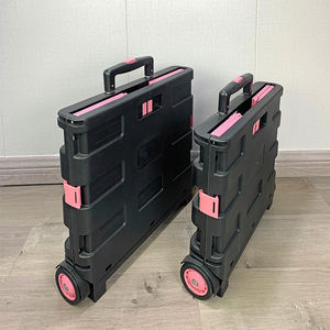 Grüner Rosa Tragbarer PP+Stahlstangen-Trolley Leichter Outdoor Zusammenklappbarer Faltbarer Einkaufswagen für Camping mit Rädern - Product Image 6