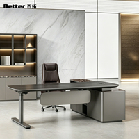 Meubles de bureau haut de gamme personnalisés, bureau de direction réglable en hauteur avec système de levage électrique, bureau de patron de luxe