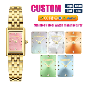 Montre <span class=keywords><strong>de</strong></span> luxe haut <span class=keywords><strong>de</strong></span> gamme pour femmes, rectangulaire, or, moissanite, cadran <span class=keywords><strong>opale</strong></span> blanc rose, logo personnalisé, acier inoxydable, montre à quartz pour femmes - Product Image 1