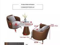 Ensemble de fauteuils d'appoint modernes rembourrés avec table d'appoint ronde en marbre, ensemble de 3 fauteuils de salon avec coussin pour salon et hôtel