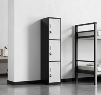 Casier à trois portes bicolore noir et blanc, armoire de rangement moderne en métal pour bureau, école, salle de sport et personnel