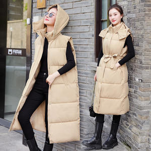 تخفيضات كبيرة سترة بلا أكمام فقاعة الملابس المخصصة في الهواء الطلق البوليستر غطاء محرك السيارة سترة منتفخة طويلة للنساء - Product Image 6