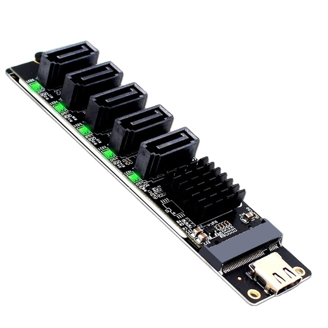 6Gbps JM575+JMS580 Chip USB C SATA 3.0 Adapter Type C to 5-Port SATA 3.0 Expander PC 5-Ch SATA 3.0 Adapter Card Products Stock