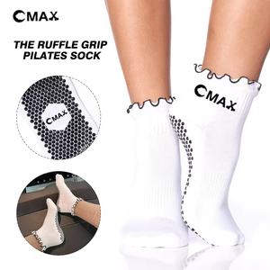 Chaussettes de Pilates personnalisées pour femmes avec grip antidérapant, chaussettes de yoga mi-mollet pour barre, chaussettes antidérapantes adhérentes pour hôpital - Product Image 3