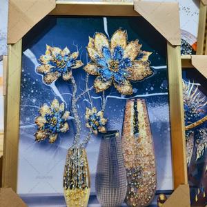 Impressions HD Décoration d'intérieur Affiches abstraites dorées Fleurs Feuilles Art mural Toiles modulaires Peintures sur porcelaine cristalline - Product Image 5