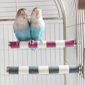 Pesce persico per macinare le unghie del pappagallo-supporto per trespolo sabbioso, accessori per gabbie per uccelli, trespolo per tagliaunghie in acciaio inossidabile - Product Image 2