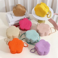 Sac à bandoulière en paille tressée motif floral pour l'été 2025 – Petit sac à fermeture éclair pour filles, idéal pour les vacances à la plage
