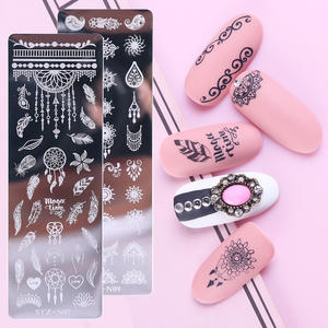 Plumes Estampage Plaques Nail Timbre Modèle Kit DIY En Acier Inoxydable Fleur Feuille Papillons Flocon De Neige Nail Art Modèles - Product Image 4