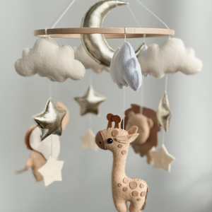 Neutro genere boho custom nursery decor hanging wool felt <span class=keywords><strong>safari</strong></span> animals handmade baby culla cellulari - Product Image 1