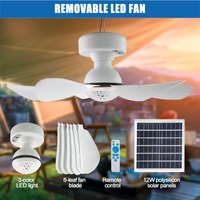 Ventilateur de plafond solaire DC ABS LED avec lumière, portable pour camping extérieur, grande puissance éolienne, rechargeable, télécommande, lampe de plafond photovoltaïque