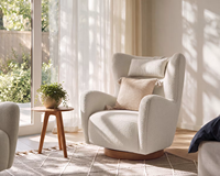 Fauteuil pivotant de style américain de luxe pour salon, en tissu bouclé