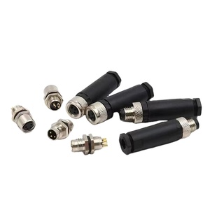 Connecteur femelle M12 4 broches étanche automobile IP67 12V 4A, câblable sur site, boîtier en cuivre droit, contact en laiton, DIN - Product Image 1