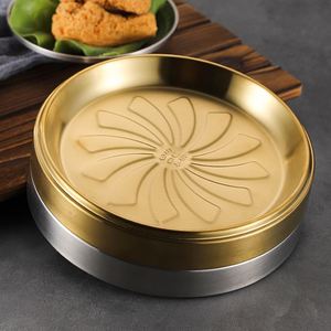 Logo personnalisé Plateau buffet isolé épais en acier inoxydable 304 Plaque de préparation en métal empilable écologique pour barbecue pour le stockage - Product Image 6