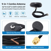 Antenne combinée 9-en-1 pour bus, camions, flotte, communication V2X, 5G, 4x4, MIMO, WiFi, GNSS, système de sécurité des véhicules, longue portée, IP67