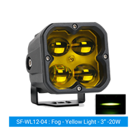 Fari LED da 20W per Fuoristrada, Cubo da 3 Pollici, Bianco Giallo Ambra, IP67, 9-36V DC 12V 24V, per Camion 4x4 ATV UTV, Fendinebbia e Faro di Guida