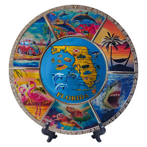 מפעל ישיר סדרה אוקיינוס מותאם אישית סדרת תיירות מזכרות חרוט כסף נייר עיר צלחת מתכת קטנה - Product Image 3