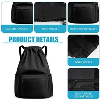 Sac à dos à cordon personnalisé avec logo, en polyester, réutilisable et durable, pour équipe de basketball, sac de sport avec poche avant zippée