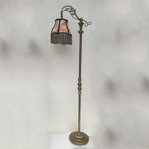 Antique Bronze Bedroom <strong>Floor</strong> <strong>Lamp</strong> Luxury Retro Style LED Standard <strong>Lamp</strong> with <strong>Pink</strong> Fabric for Hotel &amp; Home Farmhouse Decorative - Product Image 5