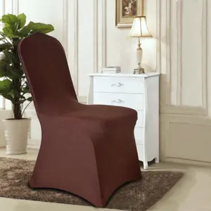 Hot Sale Universal Brown Stretch Spandex Scuba Elastic Chair Cover for Wedding Banquet Party Event Hotel Restaurant