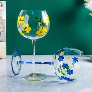 Factory <strong>Wholesale</strong> Hand Painted Flower Wine Glass Ultra Thin Crystal Glass Goblet <strong>Champagne</strong> <strong>Flute</strong> Restaurant Hotel Use - Product Image 2