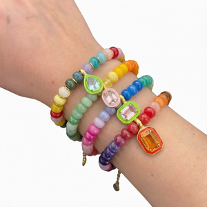 Bracelet carré personnalisé tendance en résine, perles colorées, cuivre incrusté de zircon - Product Image 1
