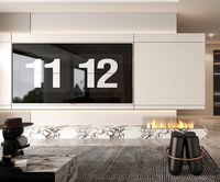 Mesa de TV Moderna y Lujosa con LED, Ecológica, de Fibra de Paja, para Sala de Estar, con Almacenamiento Personalizable y Vitrina para Uso Doméstico