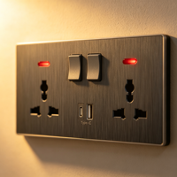 Prise murale multifonction OEM à double interrupteur 3 broches avec indicateur néon et charge rapide USB Type C – Vente en gros