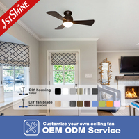 Ventilateur de plafond 1stshine moderne en bois, intelligent, à économie d'énergie, silencieux, à moteur à haut rendement, avec télécommande et éclairage LED