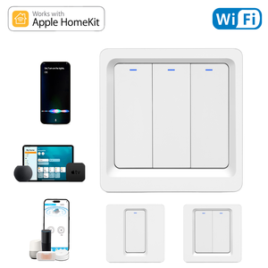 Interrupteurs muraux intelligents à <span class=keywords><strong>bouton</strong></span>-poussoir Kit maison Contrôle Apple <span class=keywords><strong>Home</strong></span> Interrupteur intelligent sans fil Contrôle vocal Compatible Alexa - Product Image 1