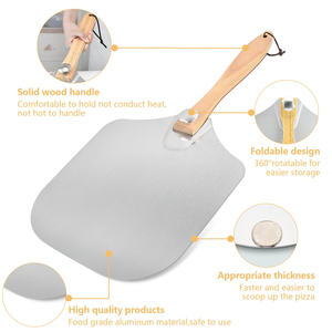 Ensemble de pelle à pizza en métal, pelle à pizza en aluminium de 12 pouces avec coupe-pizza à bascule - Product Image 2